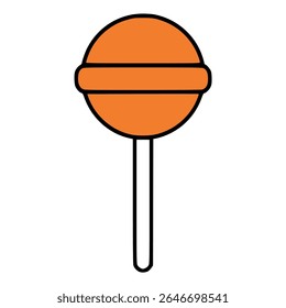 sweet orange lollipop food candy flat color vector illustration template design