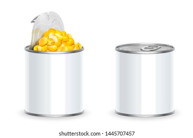 Sweet organic corn can in 3d illustration on white background