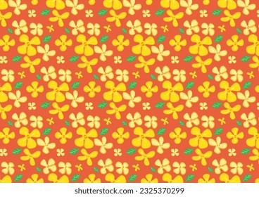 Sweet Osmanthus yellow flower pattern. On red background.