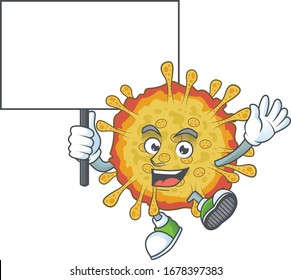 Sweet outbreaks coronavirus cartoon character bring a board