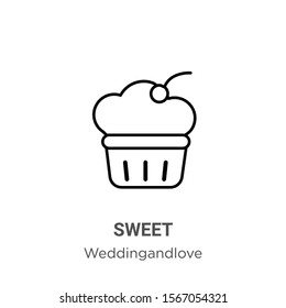 Sweet outline vector icon. Thin line black sweet icon, flat vector simple element illustration from editable birthday and party concept isolated on white background