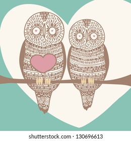 sweet owl couple in love