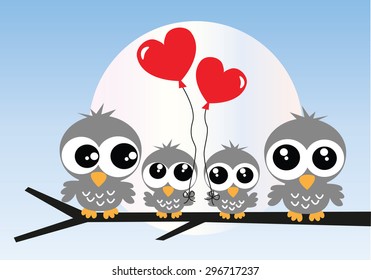 a sweet owl family