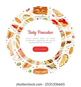 Plantilla de Vector de diseño de Anuncio de comida de panqueque dulce