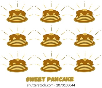 Sweet pancake logo. Pancakes icon. Pancakes background. Vector design illustration.