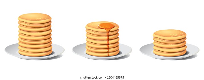 Sweet pancake stack with syrup on breakfast