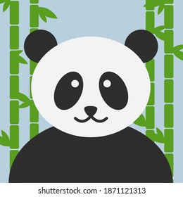oso panda dulce frente a un vector de diseño plano en un salvaje verde en China o asia. lindo bebé de fondo natural. caricatura de bambú aislada. animal asiático blanco y negro. la vida silvestre en el arte de la ilustración de la jungla