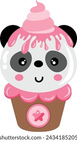 Sweet panda ice cream in paper round box
