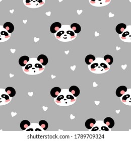 Patrón de panda dulce sobre fondo blanco. Ideal para papel pintado, fondo web, papel envolvente, tela, embalaje, tarjetas de felicitación, invitaciones y más.
