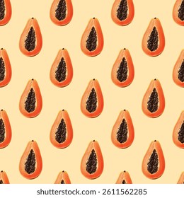 Sweet Papaya Seamless Vector Pattern Design