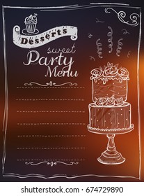Sweet Party menu list, Vektordesign mit Kopienraum für Text