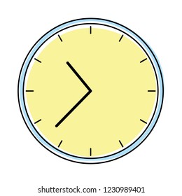 Sweet pastel colored clock doodle. Simple and clear cartoon design wall clock. Line art vector illustration.