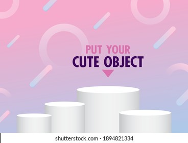Sweet pastel gradient background with display podium 3D illustration vector for putting your cute object.