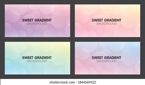 Sweet pastel gradient color background vector set.