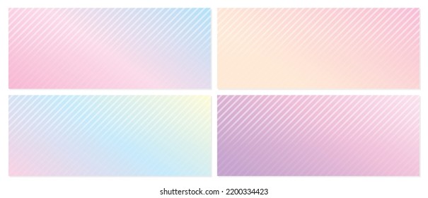 sweet pastel gradient color oblique line pattern background vector set