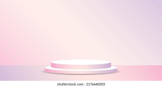 Sweet Pastel Gradient Color Podium Display Scene 3d Illustration Vector For Putting Object