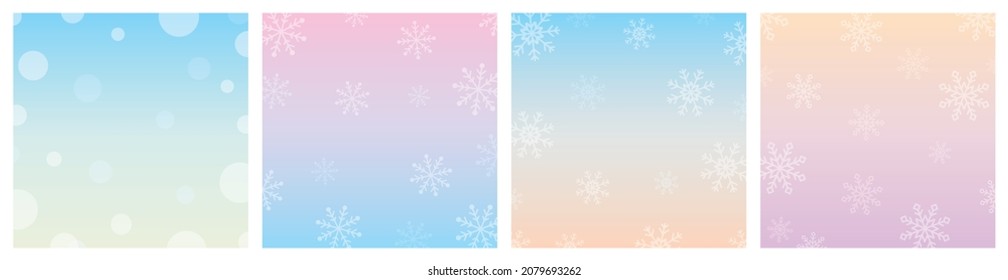 Süße Pastellfarben-Winterfarbe mit Schneeflocken, quadratischer Hintergrund, Vektorgrafik