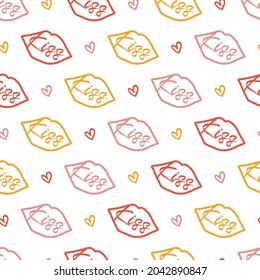 Sweet Pastel Kiss and Lips Vector Graphic Silhouette Seamless Pattern can be use for background and apparel design