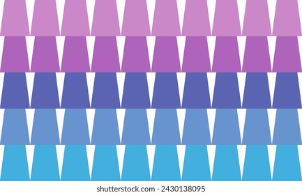 Sweet pastel pink  purple blue gradient of trapezoid block arrange as strip repeat seamless pattern, print patter