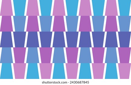 Sweet pastel pink purple blue gradient of trapezoid block arrange as strip repeat seamless pattern, print patter