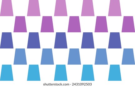 Sweet pastel pink purple blue gradient of trapezoid block arrange as strip repeat seamless pattern, print patter, checkerboard