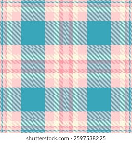 Sweet pastel plaid pattern in pink, teal, and cream.  Perfect for textile design, scrapbooking, or website backgrounds.  Evokes feelings of warmth, comfort, and gentle style.