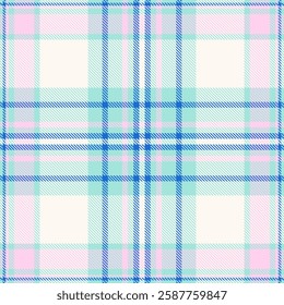 Sweet pastel plaid pattern in soft pink, mint green, and blue hues on a cream background. Ideal for textile designs, scrapbooking, fashion, and website backgrounds.