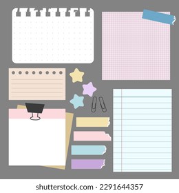 sweet pastel post it, reminder, planner, blank space to write anything for manage more efficiency working or studying. flat vector, illustration design.