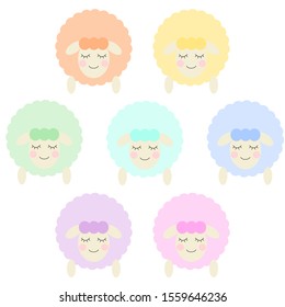 sweet pastel sleeping sheep vector
