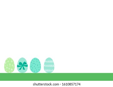 Sweet pastel template for Easter Day. There’re some colorful eggs on the floor with copy space for your text.