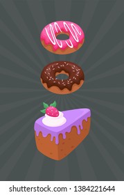 sweet pastries with colored glaze