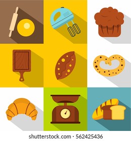 Sweet pastries icons set. Flat illustration of 9 sweet pastries vector icons for web