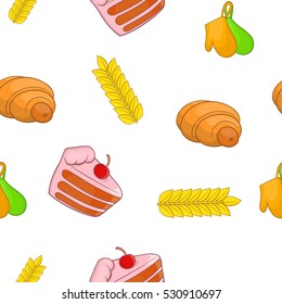 Sweet pastries pattern. Cartoon illustration of sweet pastries vector pattern for web