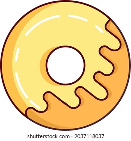 Sweet pastries pistachio donut covered with vanilla glaze.Vector flat illustration.Isolated on white background.