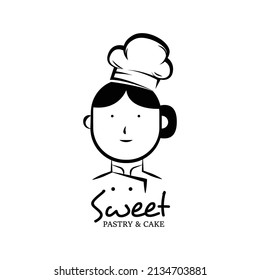 Sweet pastry and cake logo template concept design
