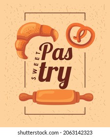 sweet pastry card set icons
