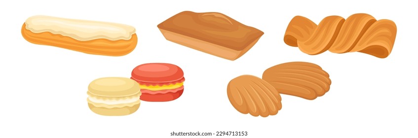 Sweet Pastry and Confection of Flour Vector Set