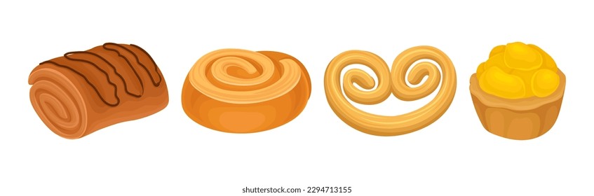 Pastelería dulce y confección del conjunto de vectores de harina