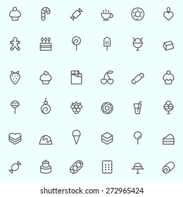 Sweet pastry icons, simple and thin line design