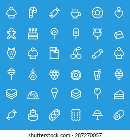 Sweet pastry icons, simple and thin line design