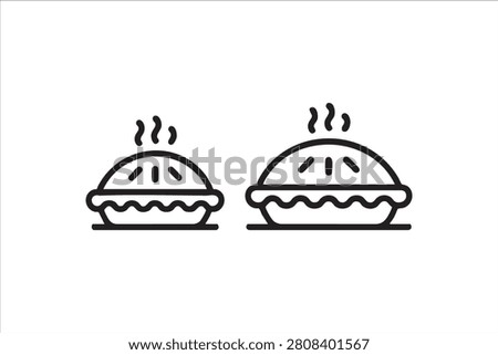 Sweet Pastry Pie Line Art Icons for Culinary and Food Branding