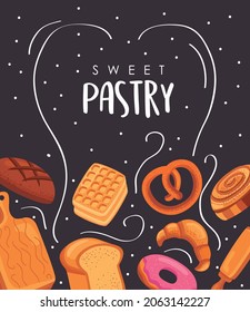 sweet pastry products poster icons
