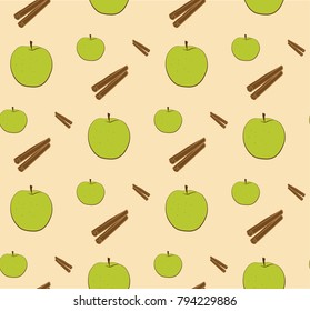 Sweet pattern with apple and cinnamon