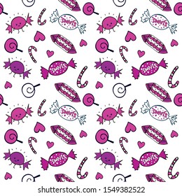 Sweet pattern, candy, lollipops and cute caramels