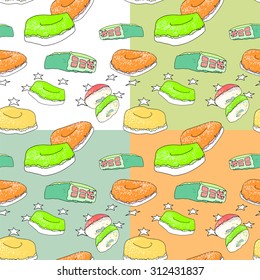 sweet pattern with candy on solid frame and three background color for example