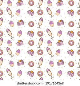 Sweet pattern. Isolated on white background. Vector illustration. 