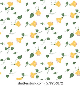 Sweet pattern of small yellow flowers bells. Cute Floral Seamless pattern of small flowers. 