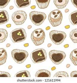 Sweet pattern with sweets background, fabric, wrapping paper, wallpaper