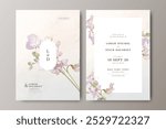 sweet pea flower watercolor wedding invitation card