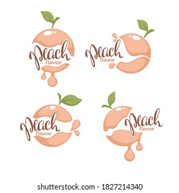 Sweet Peach Flavor. Vector label or sticker and labels